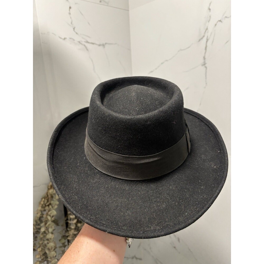 Sheplers Riverboat Black Wool Western Hat Medium Black Wool Cowboy Western Hat